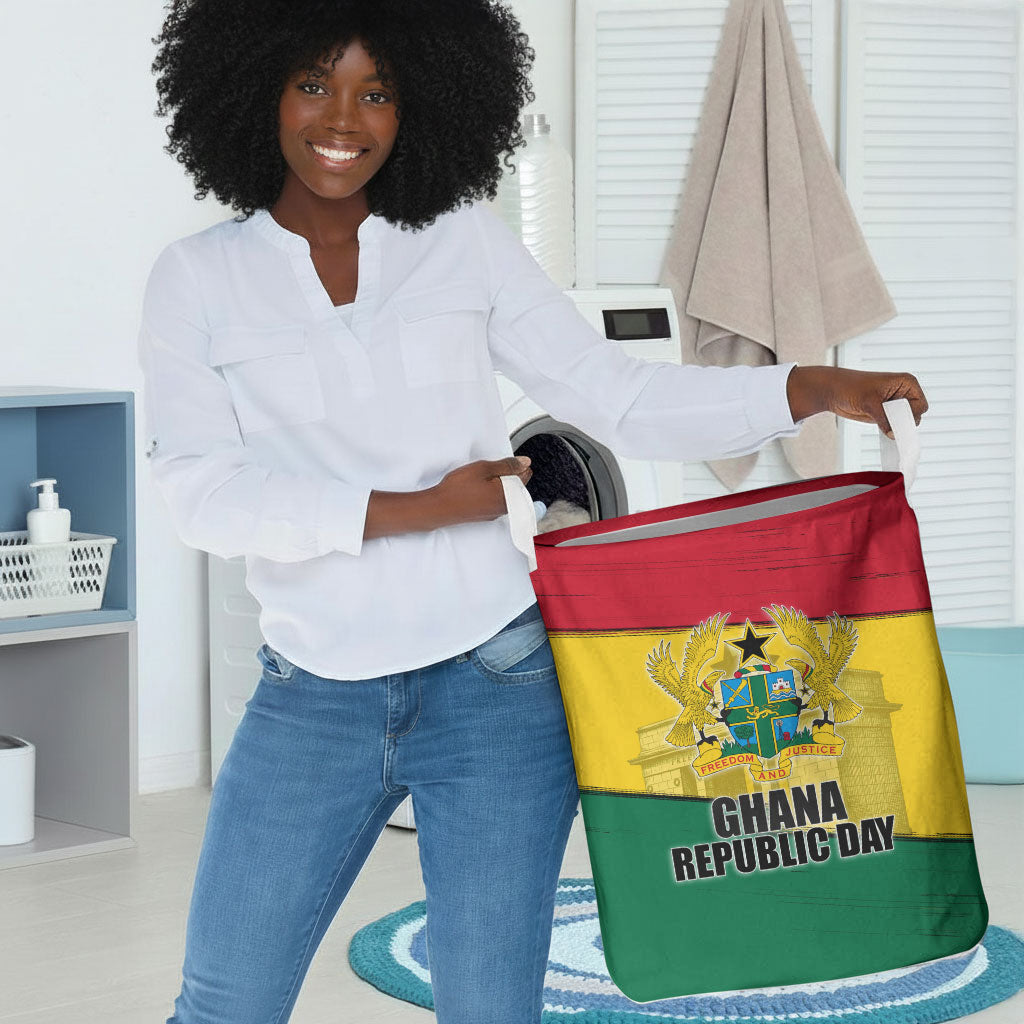 Ghana Republic Day Laundry Basket Ghanaian Pride Flag Colors With Coat Of Arms And Black Star