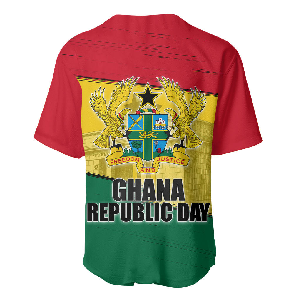 Ghana Republic Day Baseball Jersey Ghanaian Pride Flag Colors With Coat Of Arms And Black Star