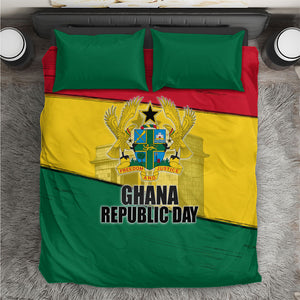 Ghana Republic Day Bedding Set Ghanaian Pride Flag Colors With Coat Of Arms And Black Star