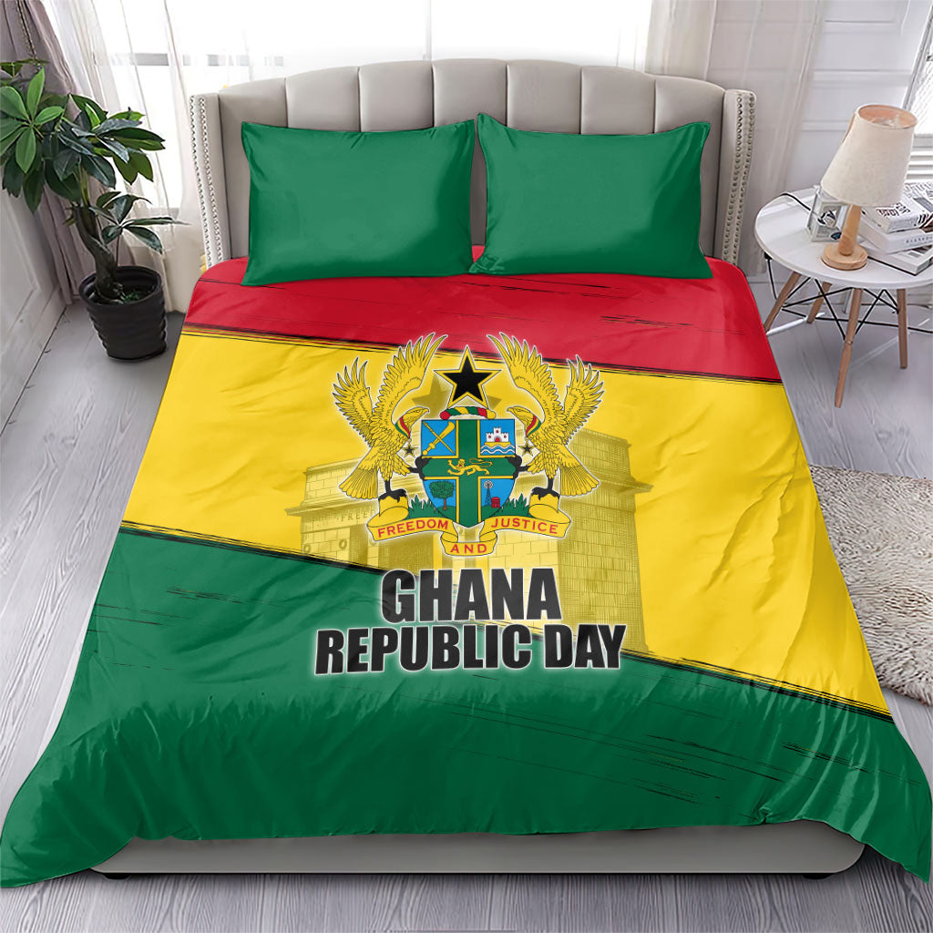 Ghana Republic Day Bedding Set Ghanaian Pride Flag Colors With Coat Of Arms And Black Star
