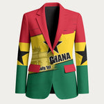 Ghana Republic Day Blazer Ghanaian Pride Flag Colors With Coat Of Arms And Black Star
