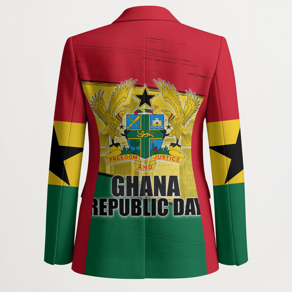 Ghana Republic Day Blazer Ghanaian Pride Flag Colors With Coat Of Arms And Black Star