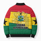 Ghana Republic Day Bomber Puffer Jacket Ghanaian Pride Flag Colors With Coat Of Arms And Black Star