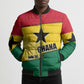Ghana Republic Day Bomber Puffer Jacket Ghanaian Pride Flag Colors With Coat Of Arms And Black Star