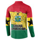 Ghana Republic Day Button Sweatshirt Ghanaian Pride Flag Colors With Coat Of Arms And Black Star
