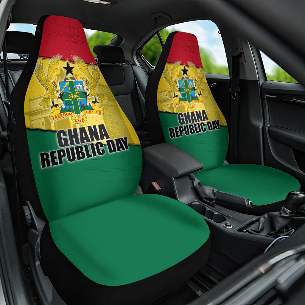 Ghana Republic Day Car Seat Cover Ghanaian Pride Flag Colors With Coat Of Arms And Black Star