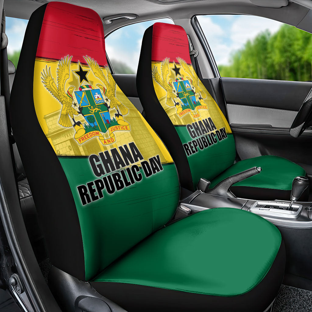 Ghana Republic Day Car Seat Cover Ghanaian Pride Flag Colors With Coat Of Arms And Black Star