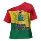 Ghana Republic Day Cross Shoulder Shirt Ghanaian Pride Flag Colors With Coat Of Arms And Black Star