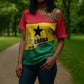 Ghana Republic Day Cross Shoulder Shirt Ghanaian Pride Flag Colors With Coat Of Arms And Black Star