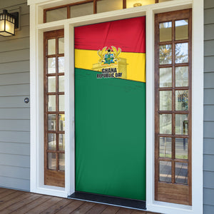 Ghana Republic Day Door Cover Ghanaian Pride Flag Colors With Coat Of Arms And Black Star