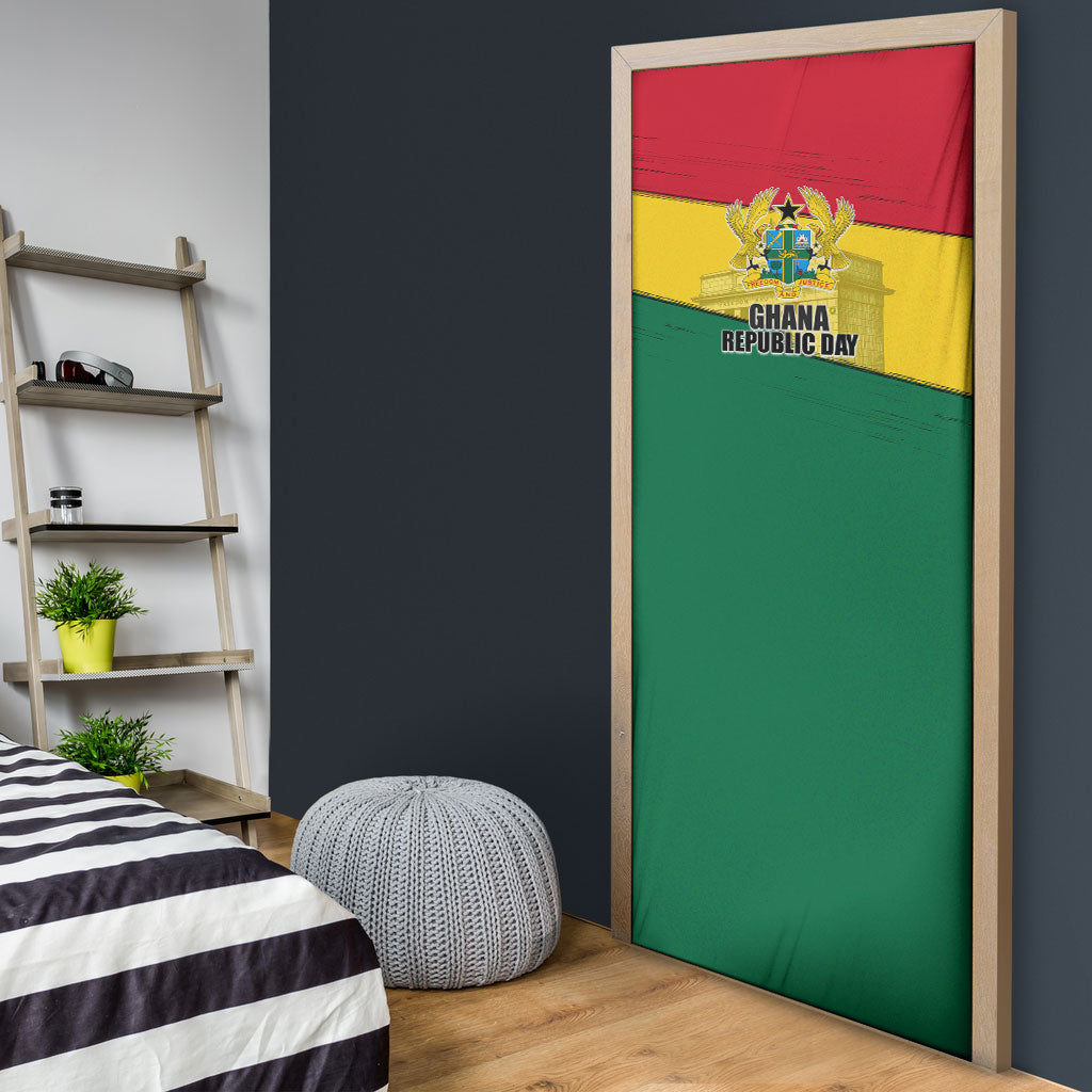 Ghana Republic Day Door Cover Ghanaian Pride Flag Colors With Coat Of Arms And Black Star