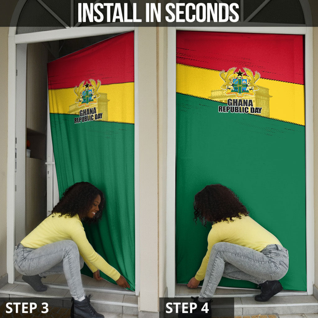Ghana Republic Day Door Cover Ghanaian Pride Flag Colors With Coat Of Arms And Black Star