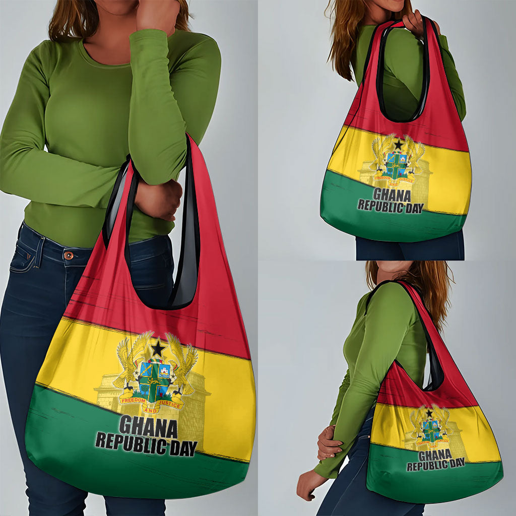 Ghana Republic Day Grocery Bag Ghanaian Pride Flag Colors With Coat Of Arms And Black Star