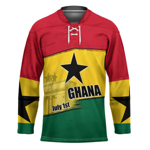Ghana Republic Day Hockey Jersey Ghanaian Pride Flag Colors With Coat Of Arms And Black Star