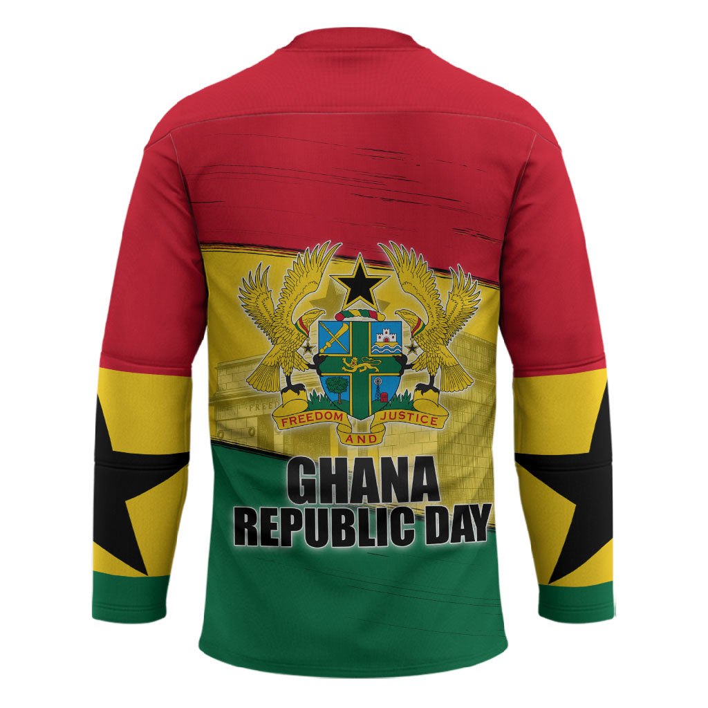 Ghana Republic Day Hockey Jersey Ghanaian Pride Flag Colors With Coat Of Arms And Black Star