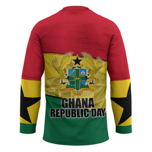 Ghana Republic Day Hockey Jersey Ghanaian Pride Flag Colors With Coat Of Arms And Black Star