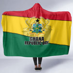 Ghana Republic Day Hooded Blanket Ghanaian Pride Flag Colors With Coat Of Arms And Black Star