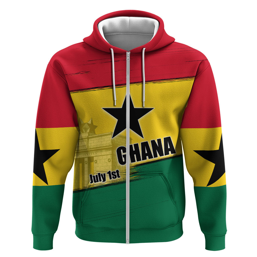 Ghana Republic Day Hoodie Ghanaian Pride Flag Colors With Coat Of Arms And Black Star