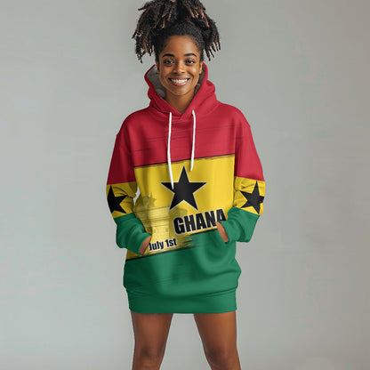Ghana Republic Day Hoodie Dress Ghanaian Pride Flag Colors With Coat Of Arms And Black Star