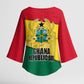 Ghana Republic Day Kimono Sleeve Blouse Ghanaian Pride Flag Colors With Coat Of Arms And Black Star