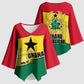Ghana Republic Day Kimono Sleeve Blouse Ghanaian Pride Flag Colors With Coat Of Arms And Black Star