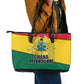 Ghana Republic Day Leather Tote Bag Ghanaian Pride Flag Colors With Coat Of Arms And Black Star