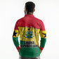 Ghana Republic Day Long Sleeve Polo Shirt Ghanaian Pride Flag Colors With Coat Of Arms And Black Star
