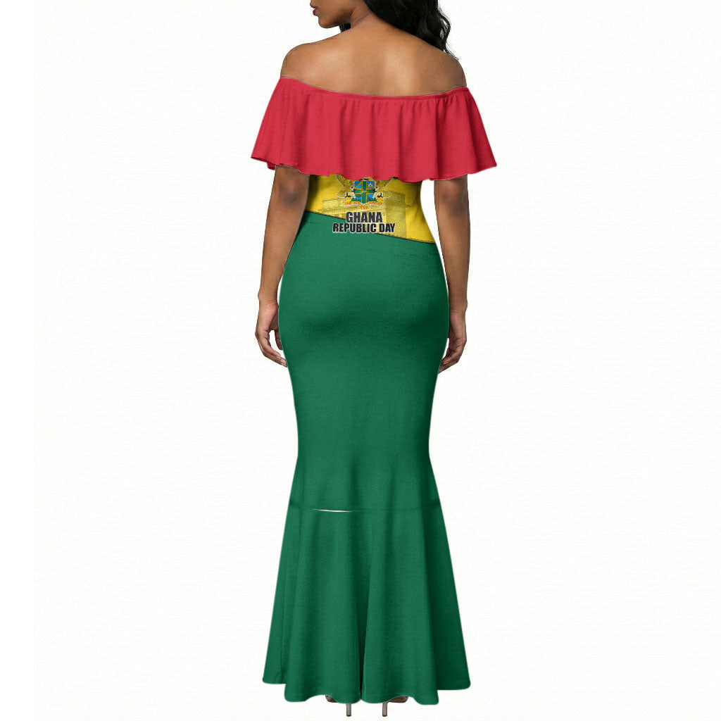 Ghana Republic Day Mermaid Dress Ghanaian Pride Flag Colors With Coat Of Arms And Black Star