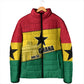 Ghana Republic Day Padded Jacket Ghanaian Pride Flag Colors With Coat Of Arms And Black Star