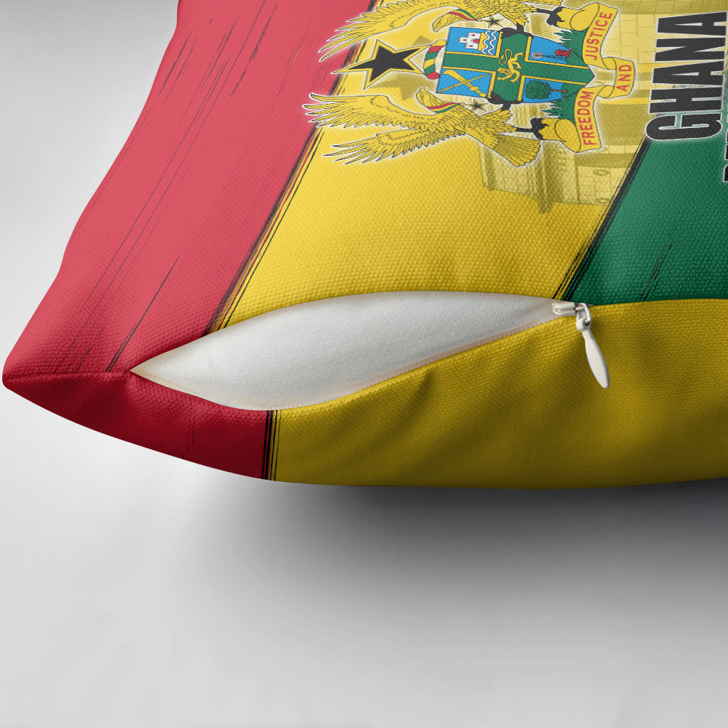 Ghana Republic Day Pillow Cover Ghanaian Pride Flag Colors With Coat Of Arms And Black Star