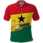Ghana Republic Day Polo Shirt Ghanaian Pride Flag Colors With Coat Of Arms And Black Star