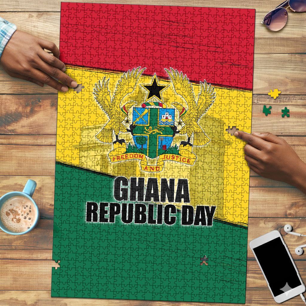 Ghana Republic Day Puzzle Ghanaian Pride Flag Colors With Coat Of Arms And Black Star