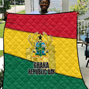 Ghana Republic Day Quilt Ghanaian Pride Flag Colors With Coat Of Arms And Black Star