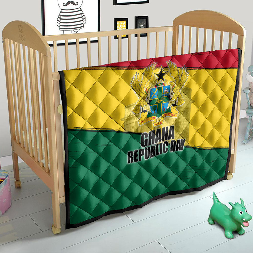 Ghana Republic Day Quilt Ghanaian Pride Flag Colors With Coat Of Arms And Black Star