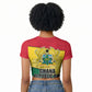 Ghana Republic Day Raglan Cropped T shirt Ghanaian Pride Flag Colors With Coat Of Arms And Black Star