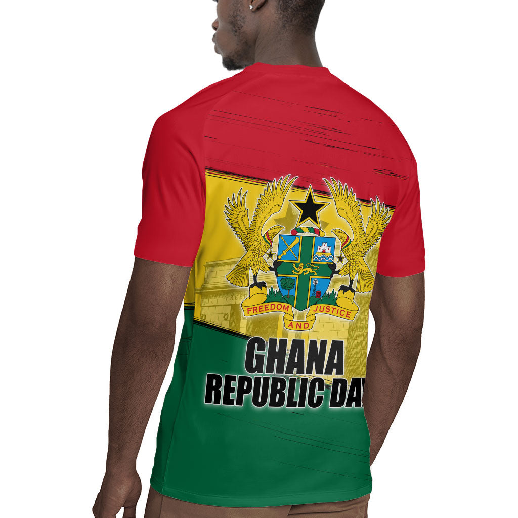 Ghana Republic Day Rugby Jersey Ghanaian Pride Flag Colors With Coat Of Arms And Black Star