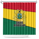 Ghana Republic Day Shower Curtain Ghanaian Pride Flag Colors With Coat Of Arms And Black Star