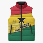 Ghana Republic Day Sleeveless Puffer Jacket Ghanaian Pride Flag Colors With Coat Of Arms And Black Star
