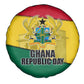 Ghana Republic Day Spare Tire Cover Ghanaian Pride Flag Colors With Coat Of Arms And Black Star