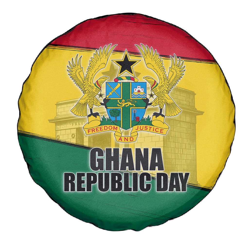 Ghana Republic Day Spare Tire Cover Ghanaian Pride Flag Colors With Coat Of Arms And Black Star