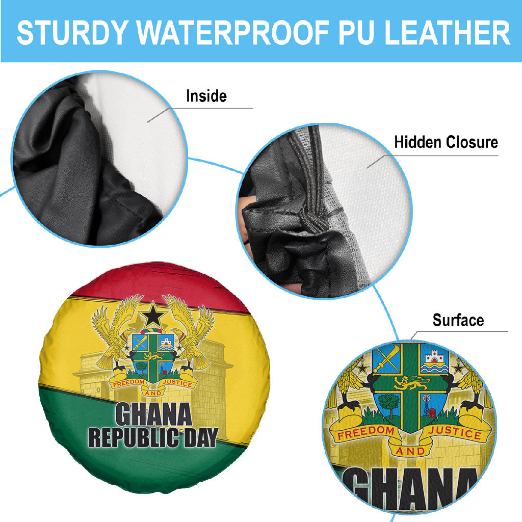 Ghana Republic Day Spare Tire Cover Ghanaian Pride Flag Colors With Coat Of Arms And Black Star
