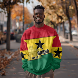 Ghana Republic Day Sweatshirt Ghanaian Pride Flag Colors With Coat Of Arms And Black Star