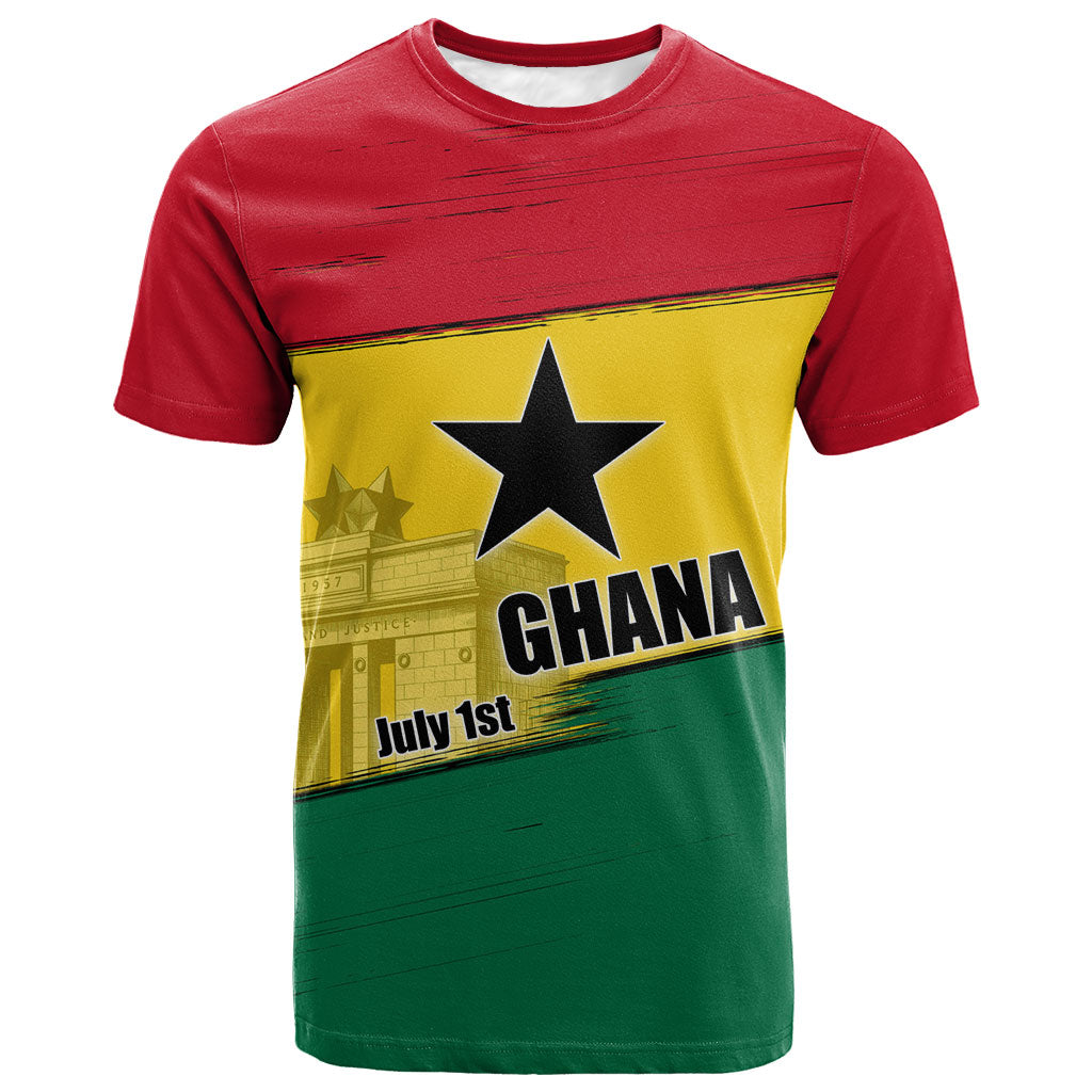 Ghana Republic Day T shirt Ghanaian Pride Flag Colors With Coat Of Arms And Black Star
