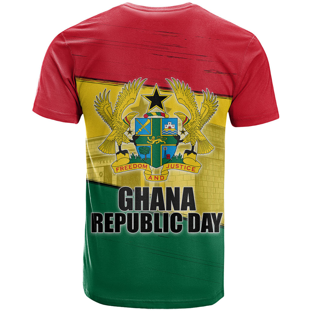 Ghana Republic Day T shirt Ghanaian Pride Flag Colors With Coat Of Arms And Black Star