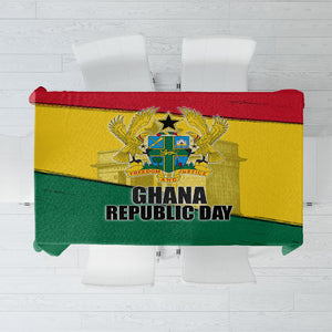 Ghana Republic Day Tablecloth Ghanaian Pride Flag Colors With Coat Of Arms And Black Star