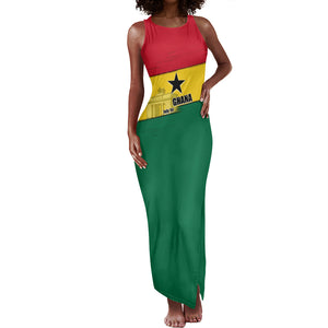 Ghana Republic Day Tank Maxi Dress Ghanaian Pride Flag Colors With Coat Of Arms And Black Star