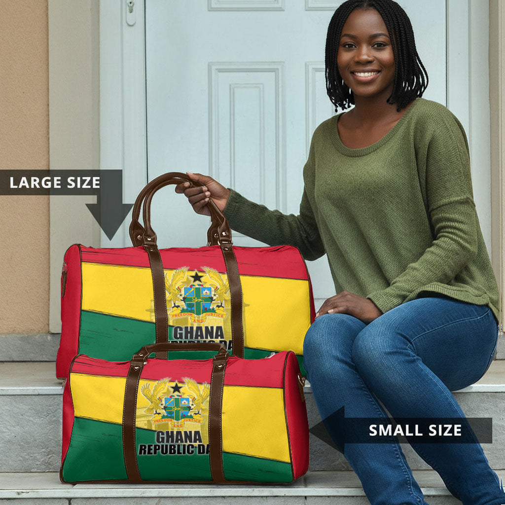 Ghana Republic Day Travel Bag Ghanaian Pride Flag Colors With Coat Of Arms And Black Star