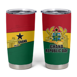Ghana Republic Day Tumbler Cup Ghanaian Pride Flag Colors With Coat Of Arms And Black Star
