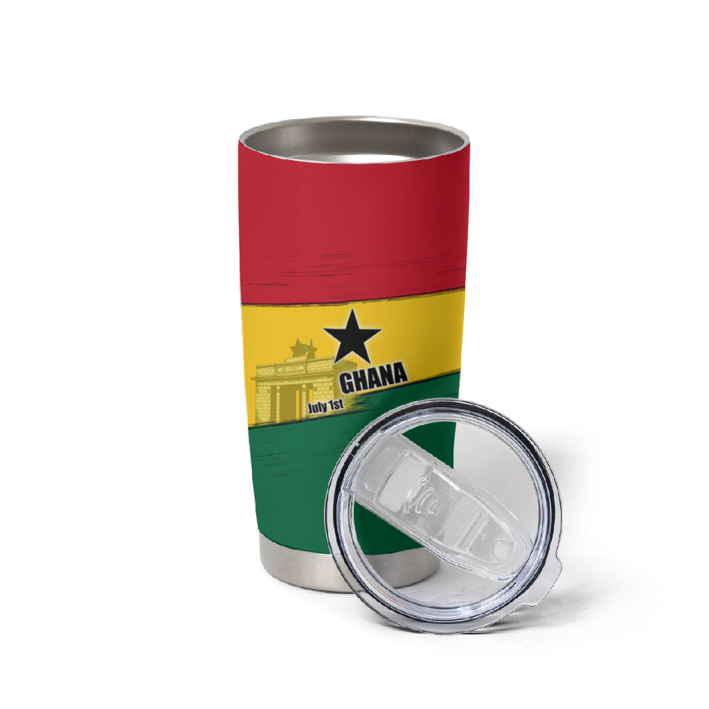 Ghana Republic Day Tumbler Cup Ghanaian Pride Flag Colors With Coat Of Arms And Black Star