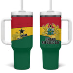 Ghana Republic Day Tumbler With Handle Ghanaian Pride Flag Colors With Coat Of Arms And Black Star
